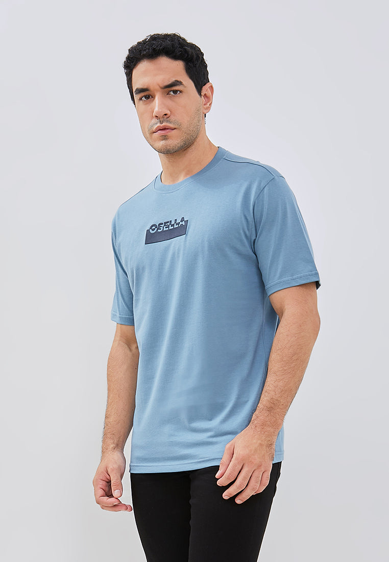 Osella Regular Fit Print T-Shirt In Silver Lake Blue