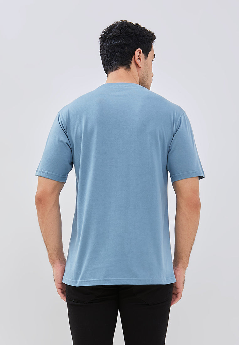 Osella Regular Fit Print T-Shirt In Silver Lake Blue