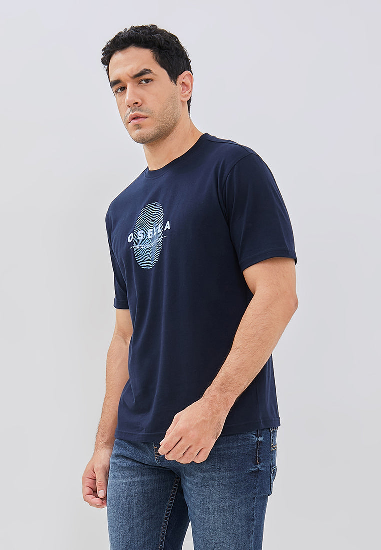 Osella Regular Fit Print T-Shirt In Navy