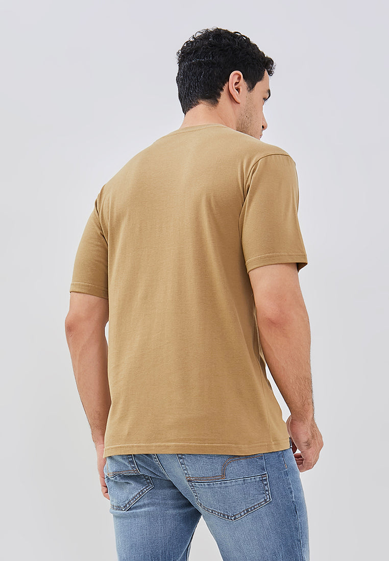 Osella Regular Fit Abstract Print T-Shirt In Pale Khaki