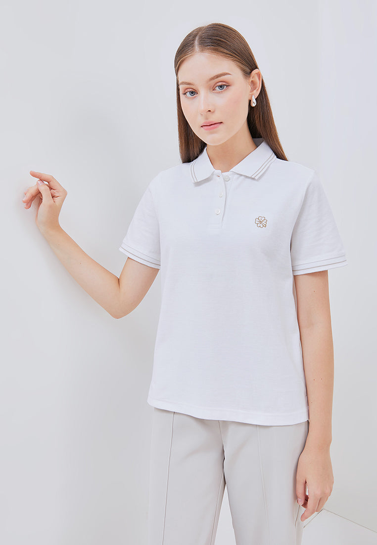 Osella Floral Embroidery Icon Polo Top