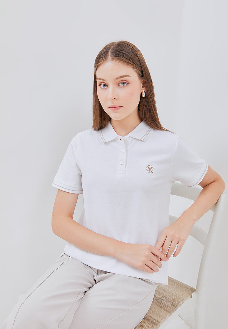 Osella Floral Embroidery Icon Polo Top