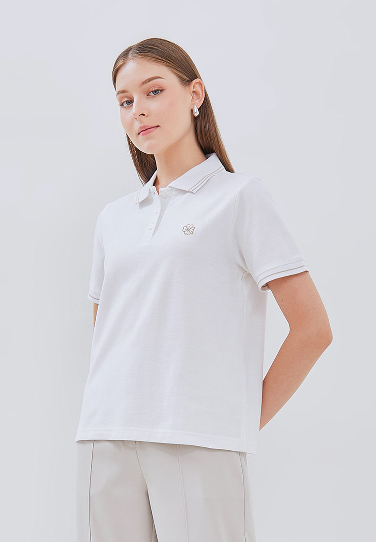 Osella Floral Embroidery Icon Polo Top