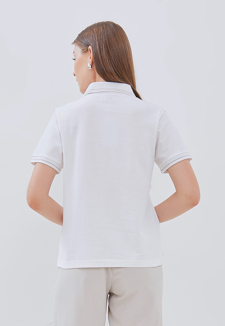 Osella Floral Embroidery Icon Polo Top