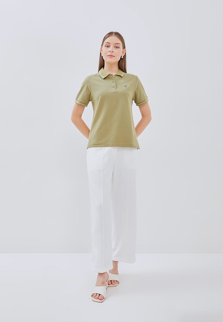 Osella Floral Embroidery Icon Polo Top