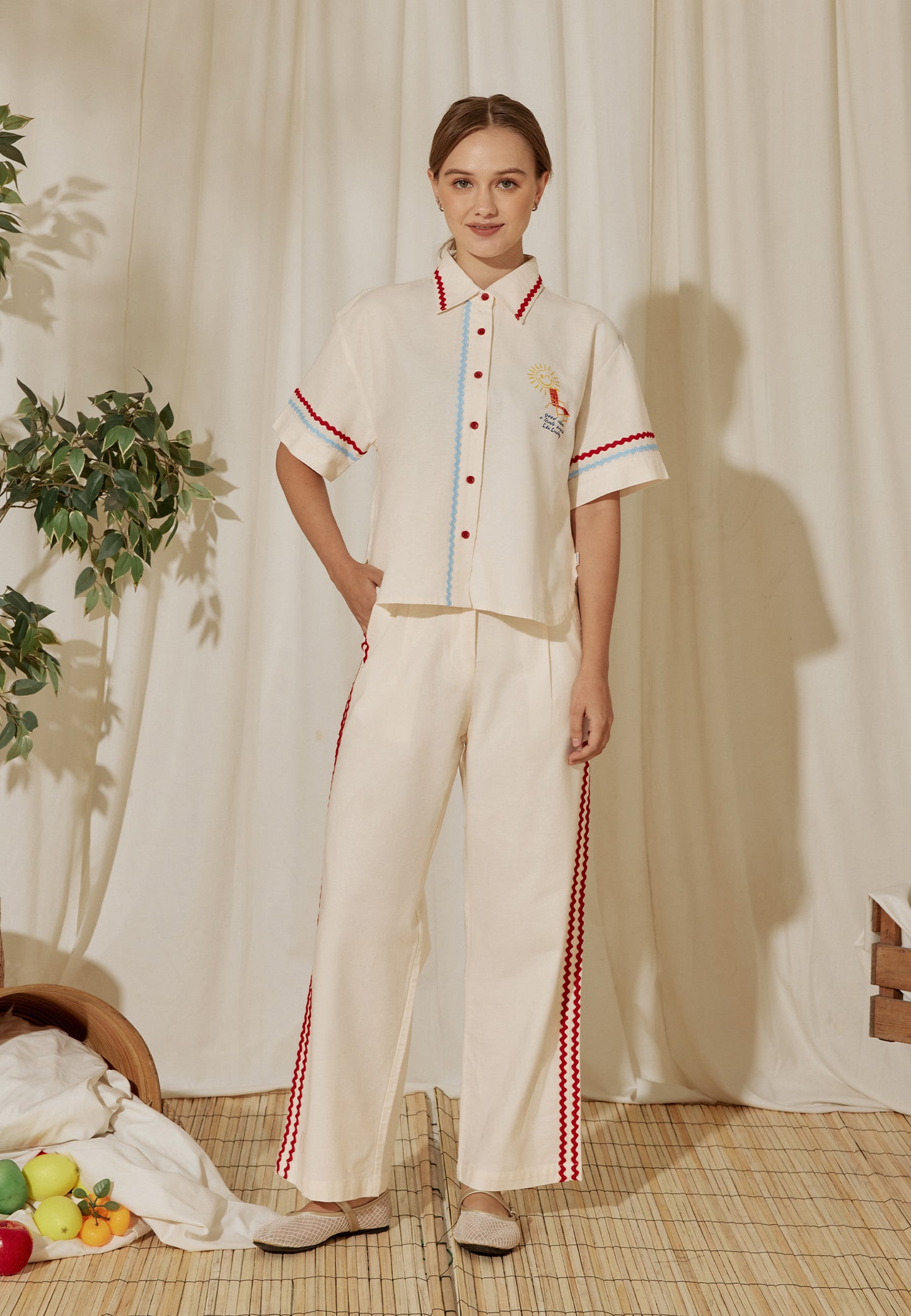 Osella x S.W Smiley Sun-Kissed Linen Top