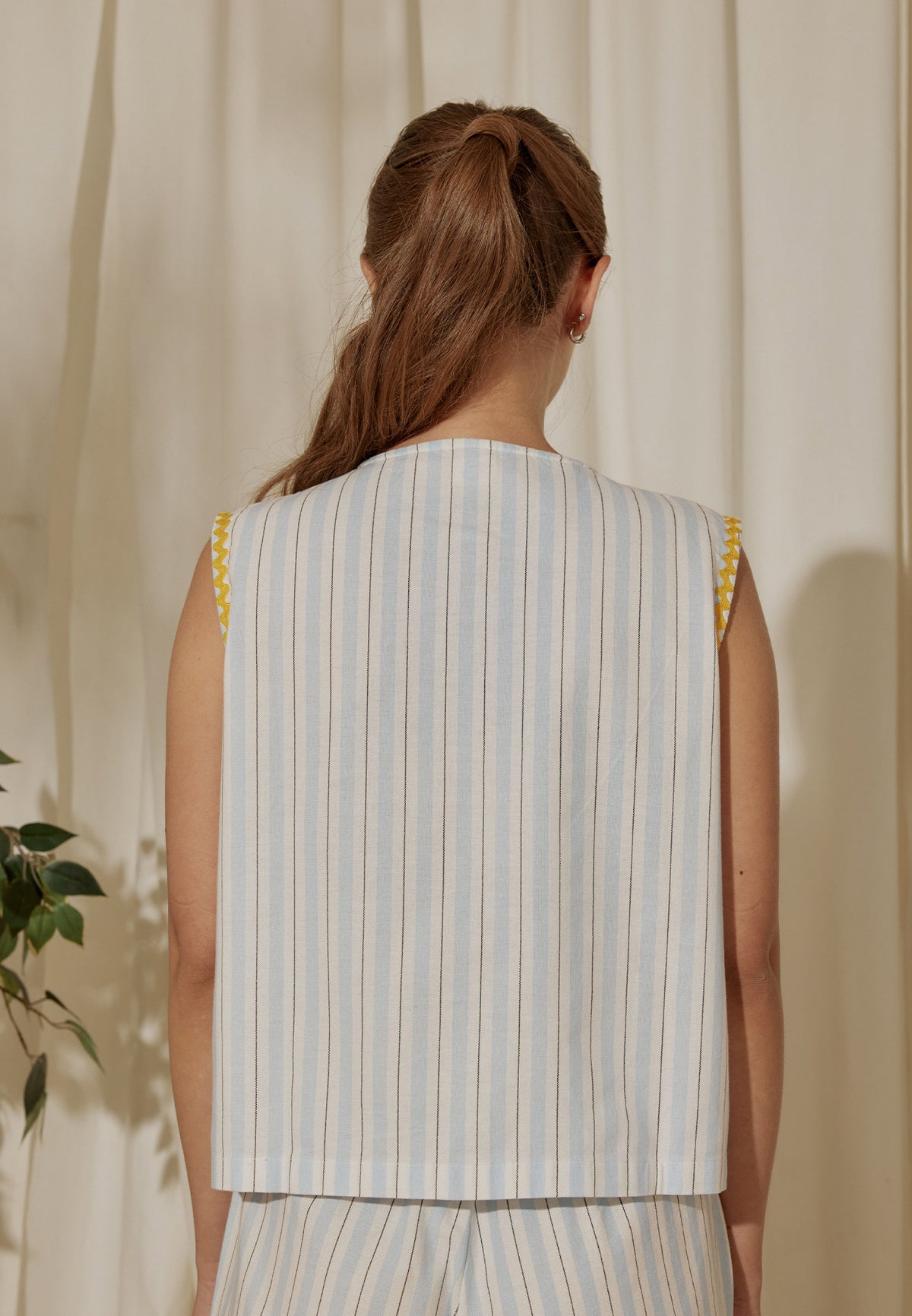Osella x S.W Smiley Linen Stripe Top