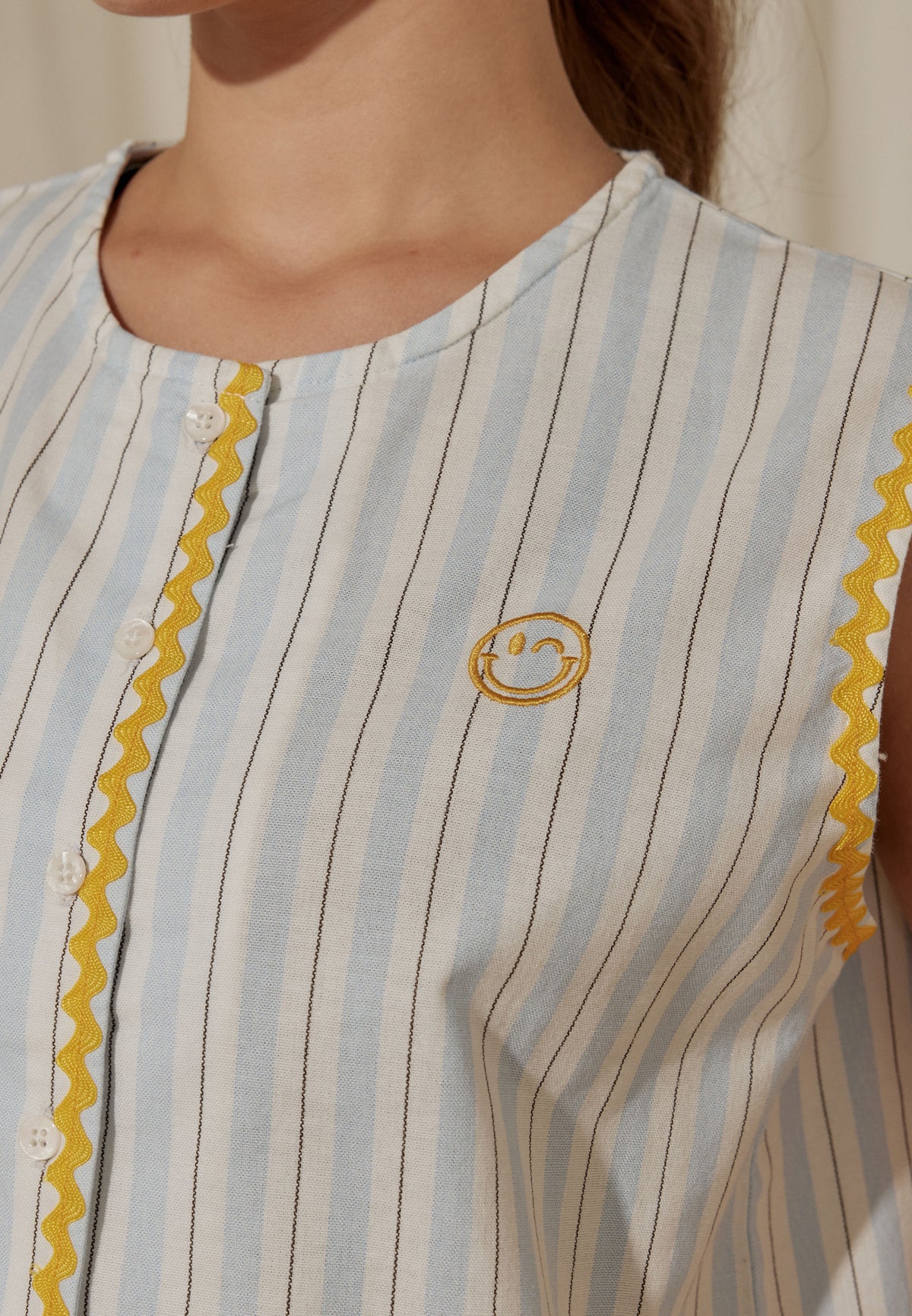 Osella x S.W Smiley Linen Stripe Top
