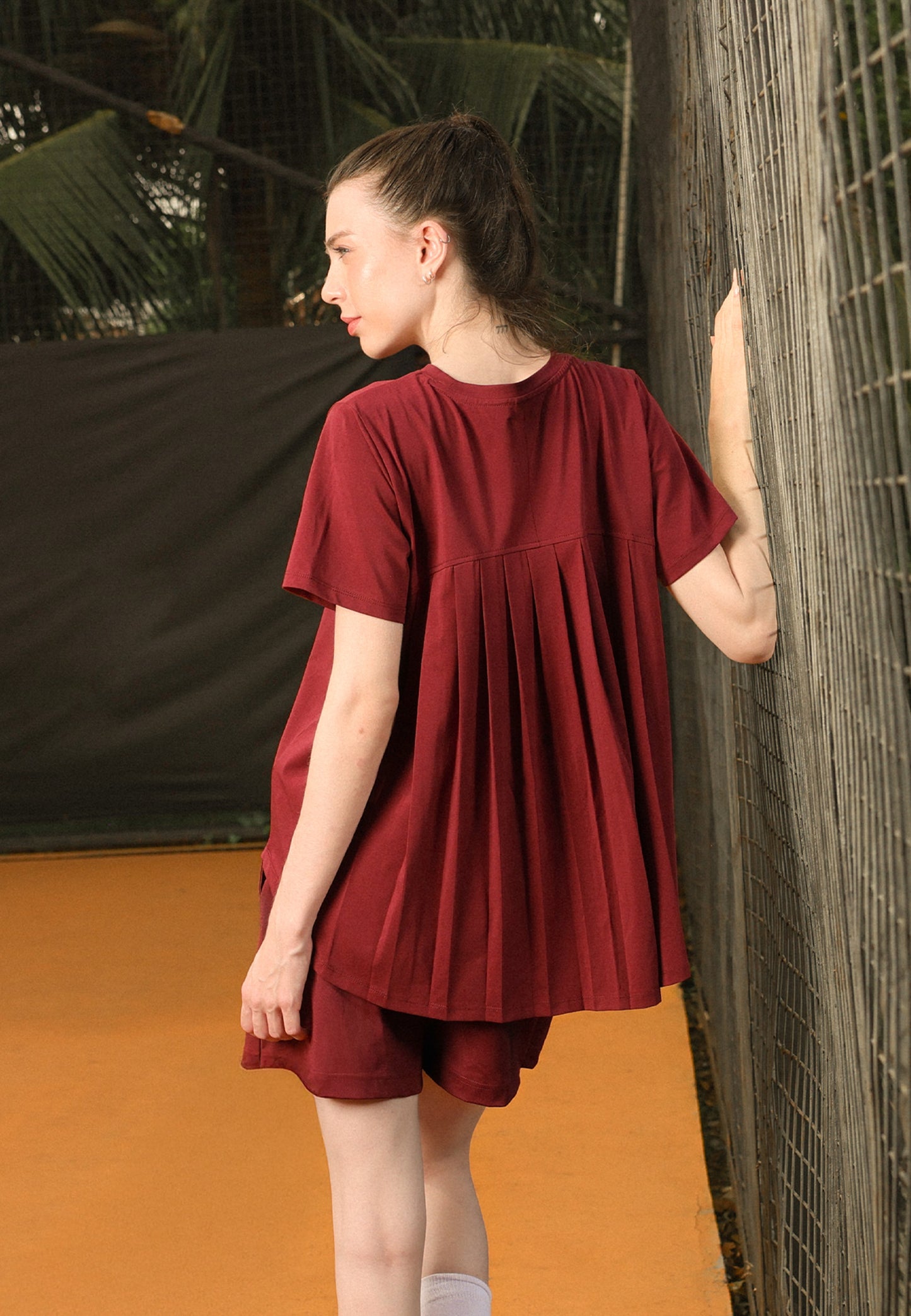 Osella Pleated Back Short Sleeve Top