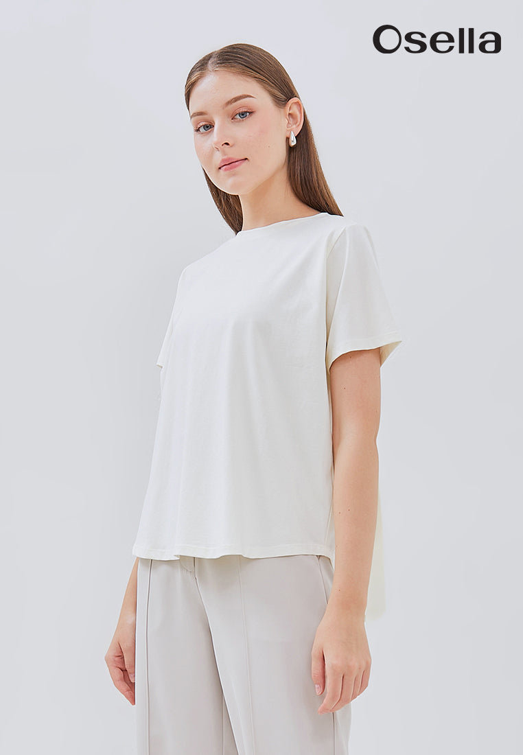 Osella Pleated Back Short Sleeve Top