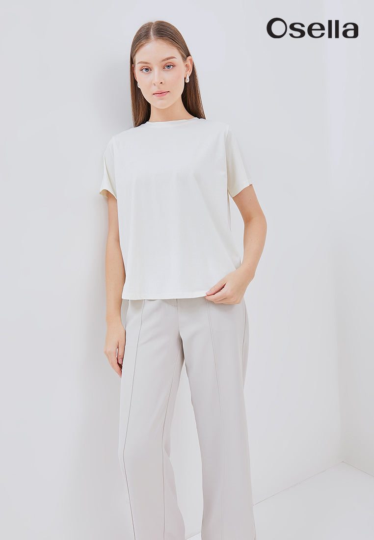 Osella Pleated Back Short Sleeve Top
