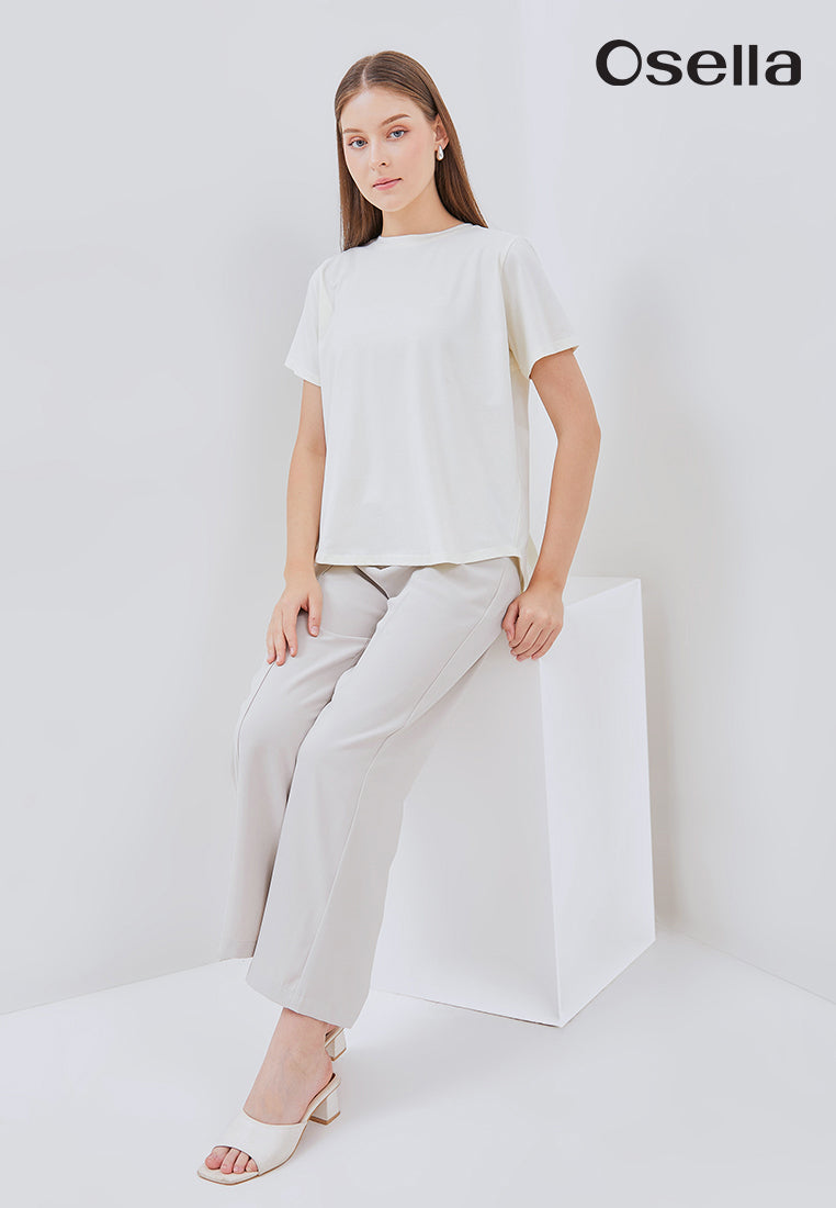 Osella Pleated Back Short Sleeve Top