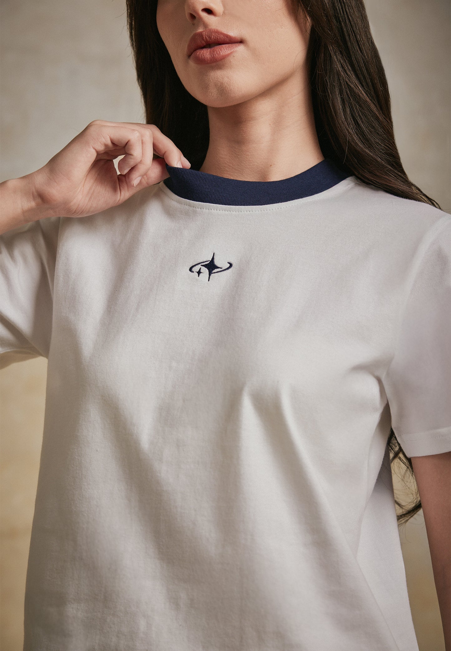 Osella Contrast Tee With Embroidery