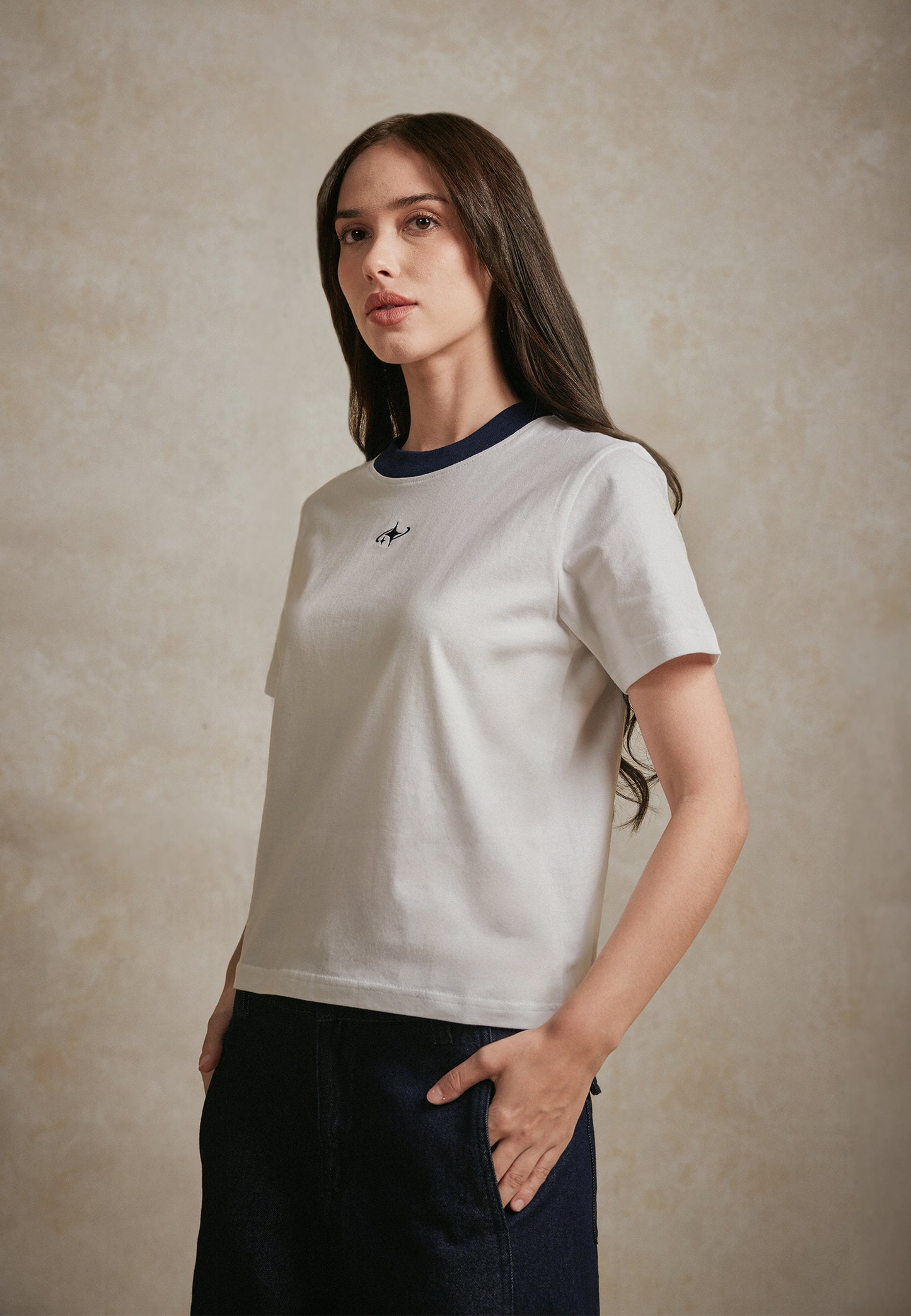 Osella Contrast Tee With Embroidery