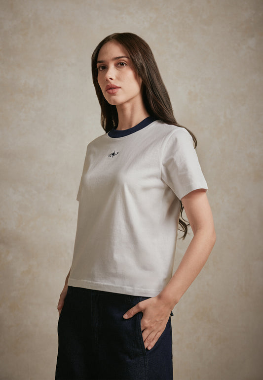 Osella Contrast Tee With Embroidery