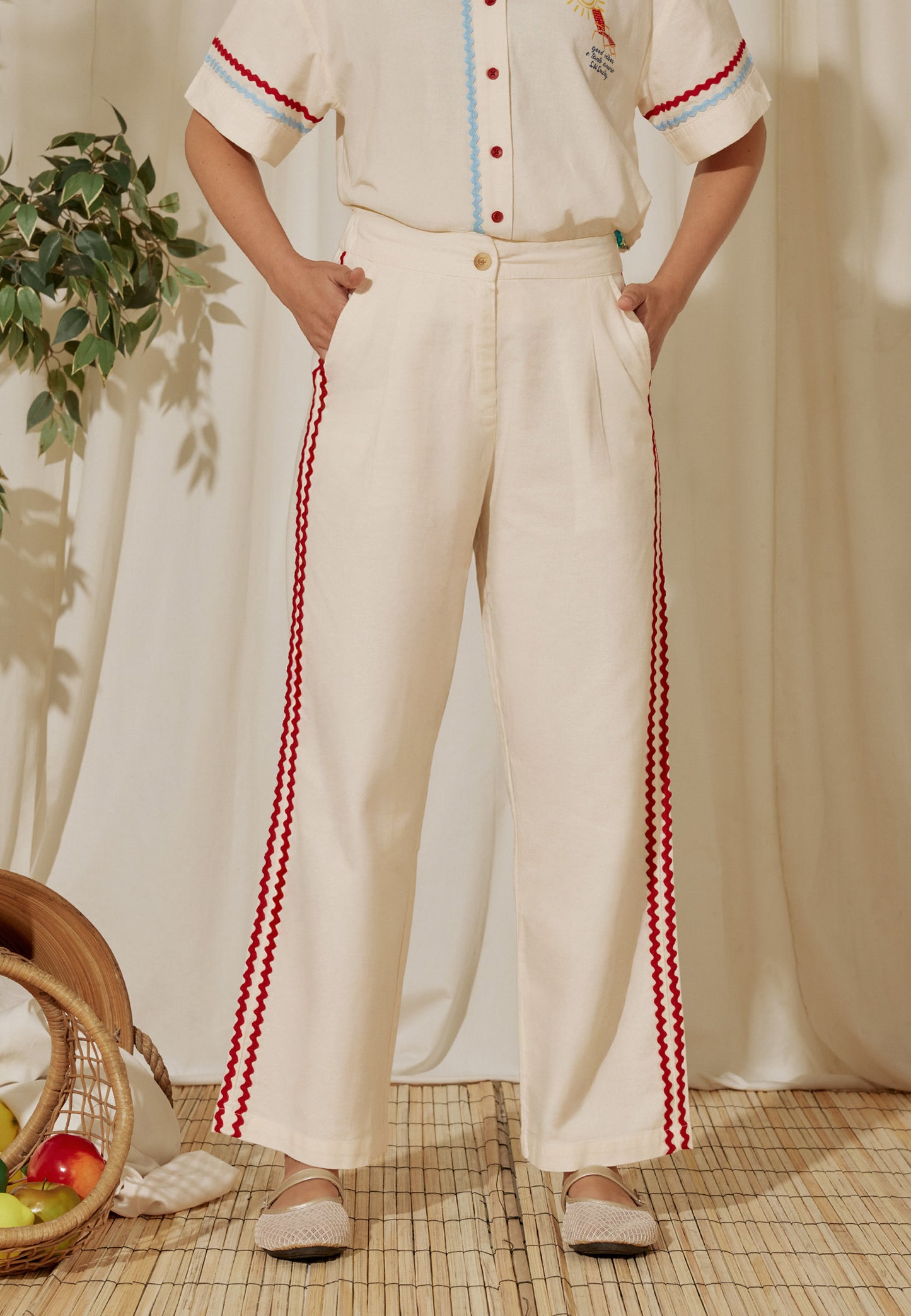 Osella x S.W Smiley Wavy Wide-Leg Pants