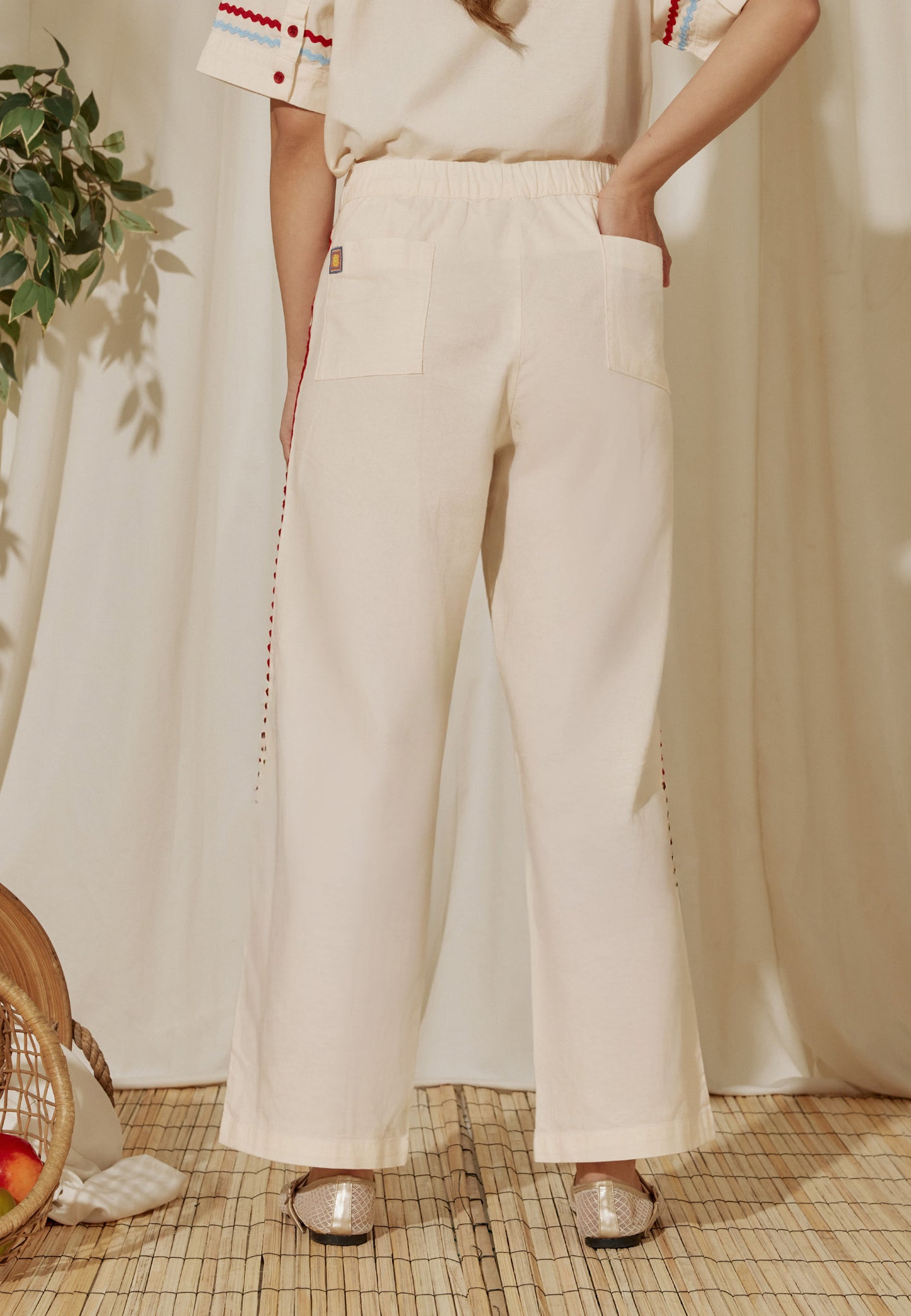 Osella x S.W Smiley Wavy Wide-Leg Pants