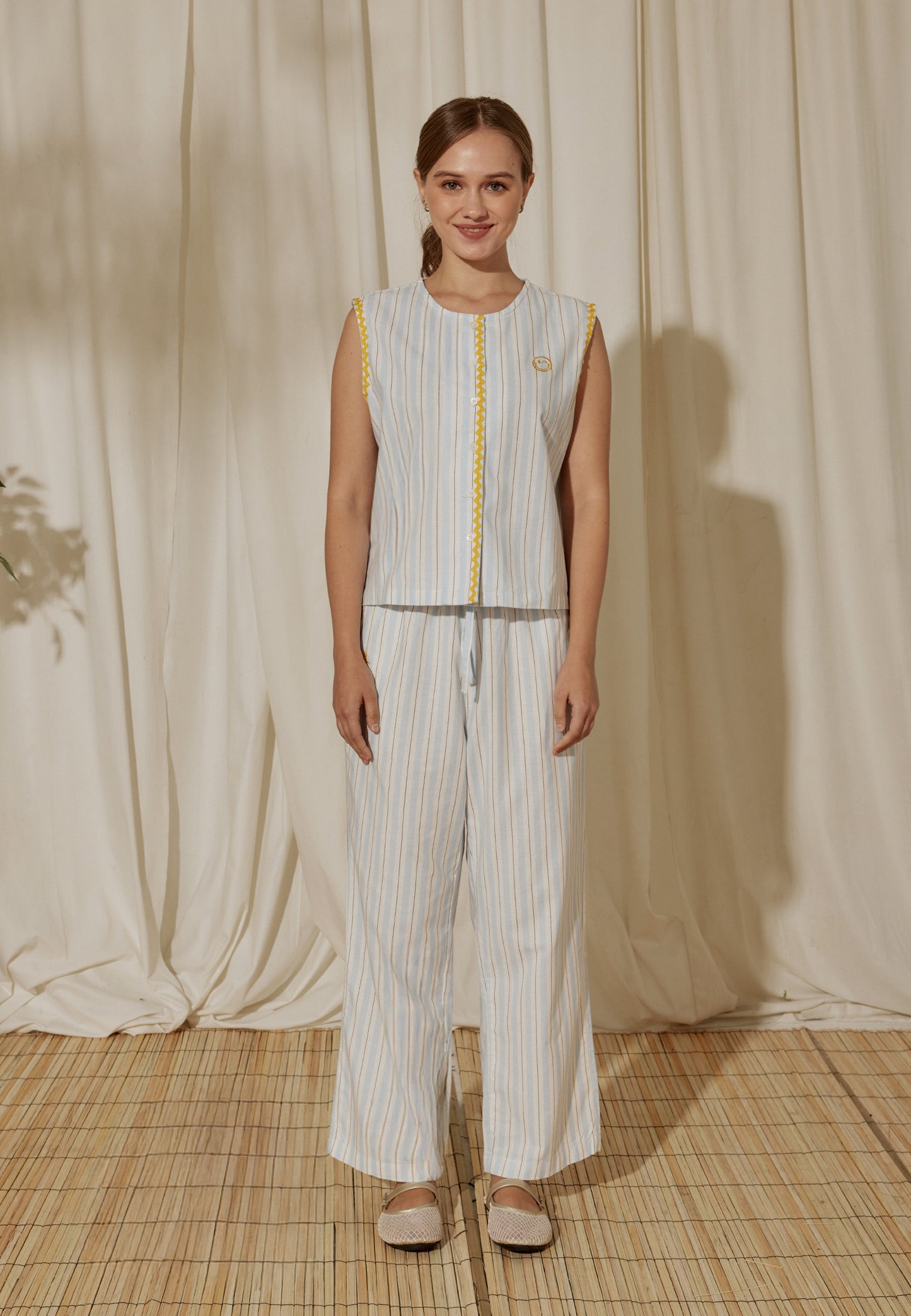 Osella x S.W Smiley Striped Lounge Wide Pants
