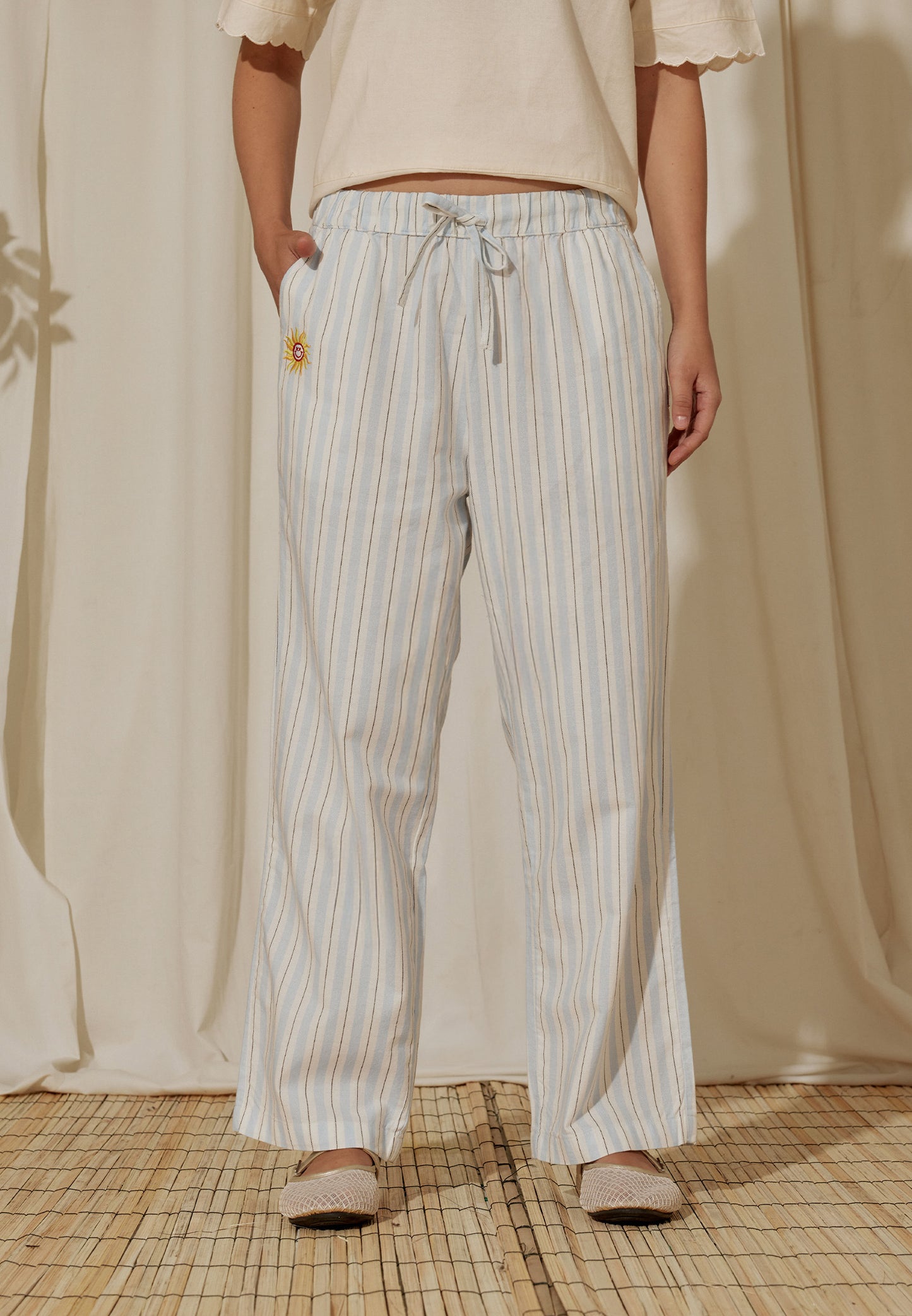 Osella x S.W Smiley Striped Lounge Wide Pants