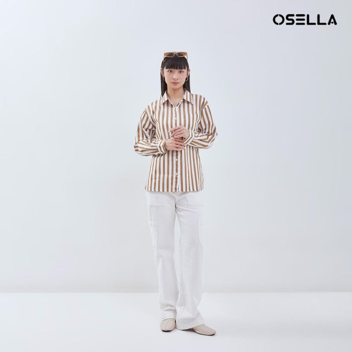 OSELLA STRIPED SHIRT IN BROWN AND WHITE 2137500955