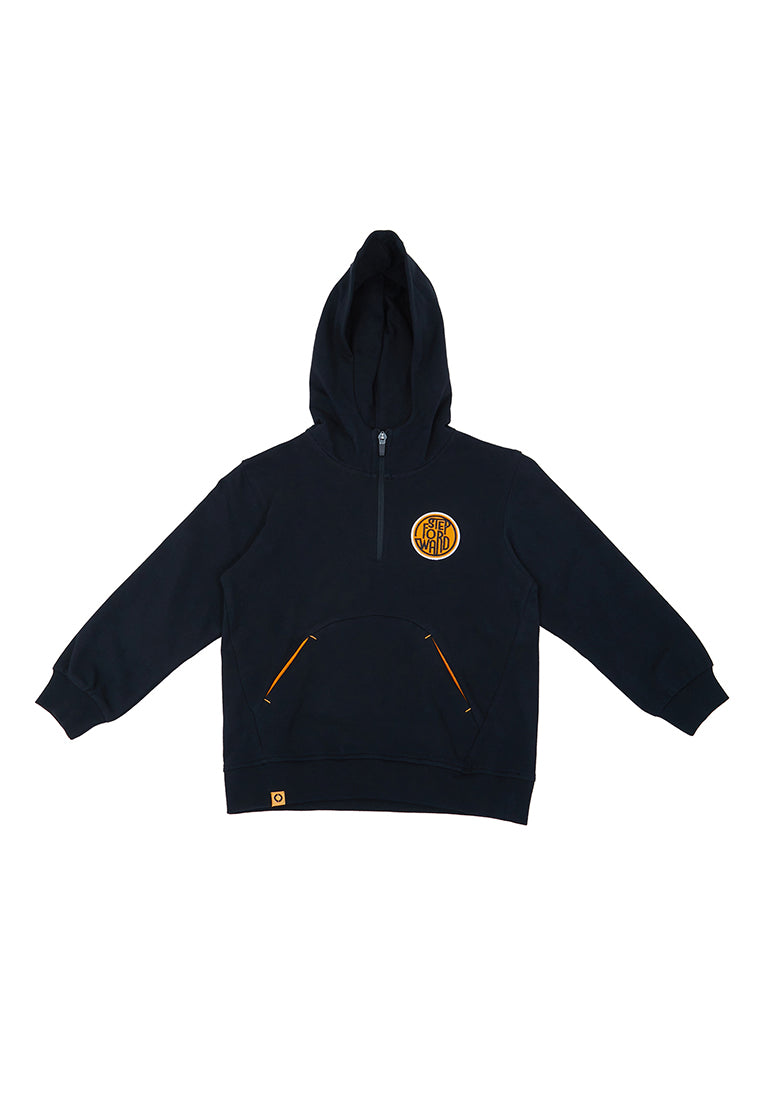 Osella Kids Boy Half Zipped Hoodie With Patch Detail