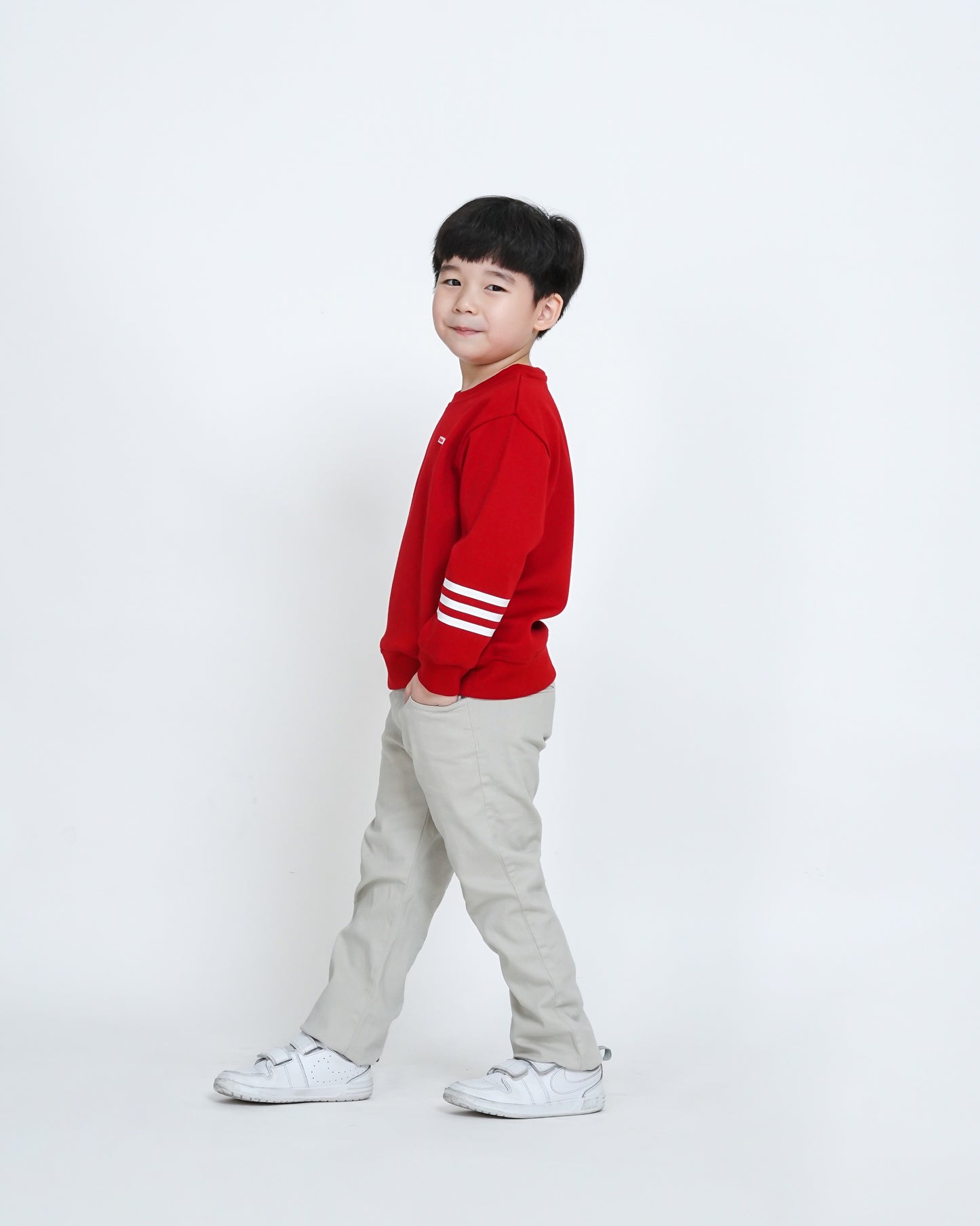 Osella Kids Stripe Sleeve Sweatshirt In Red