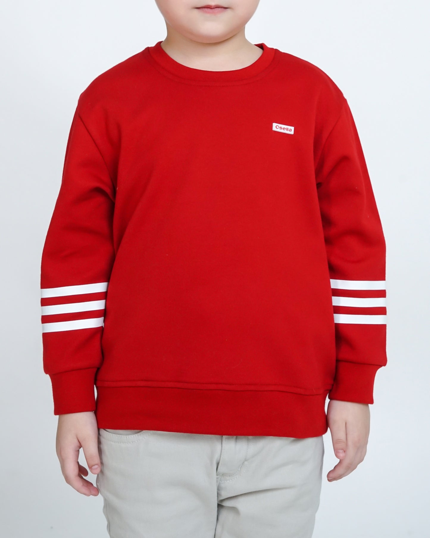 Osella Kids Stripe Sleeve Sweatshirt In Red