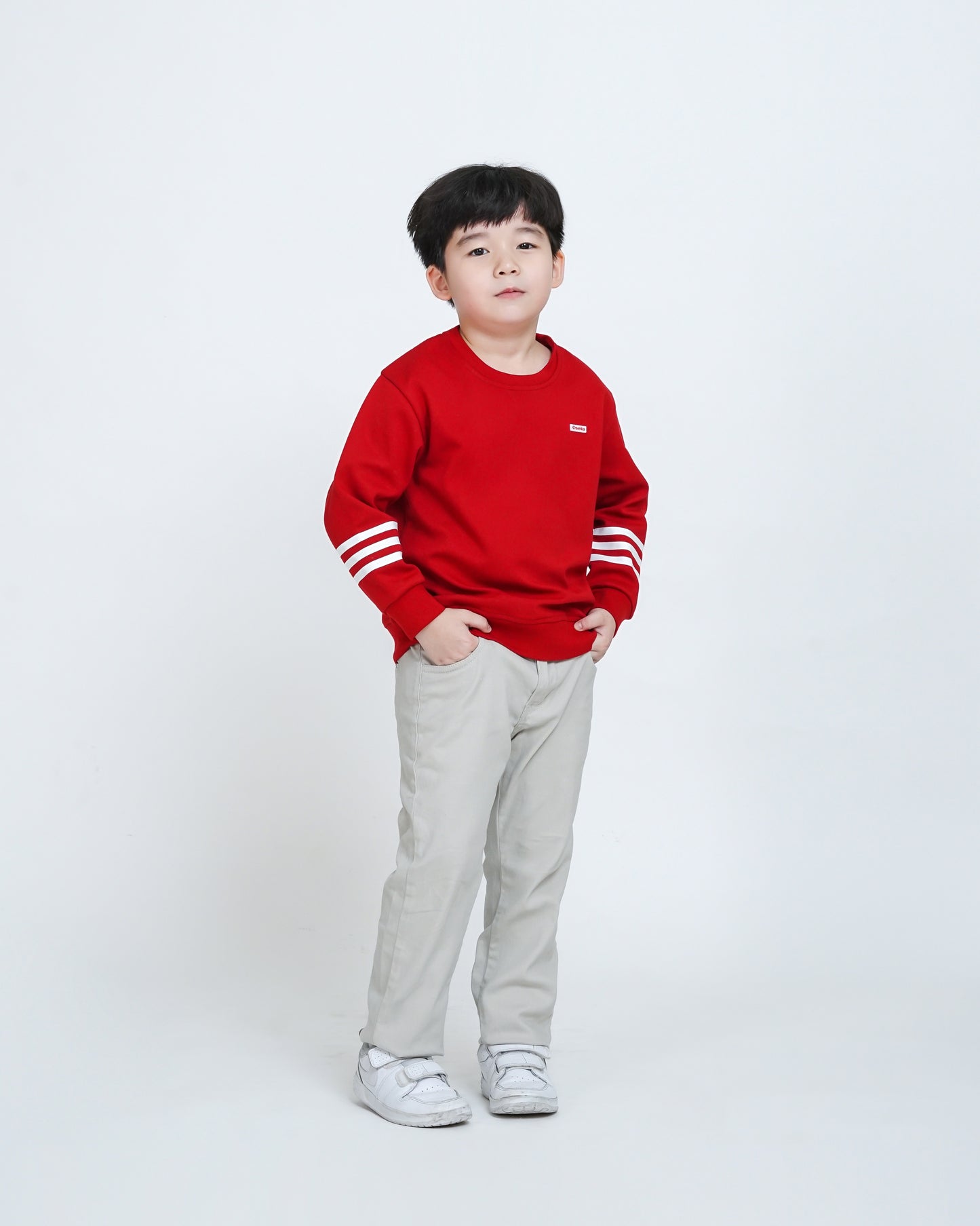Osella Kids Stripe Sleeve Sweatshirt In Red