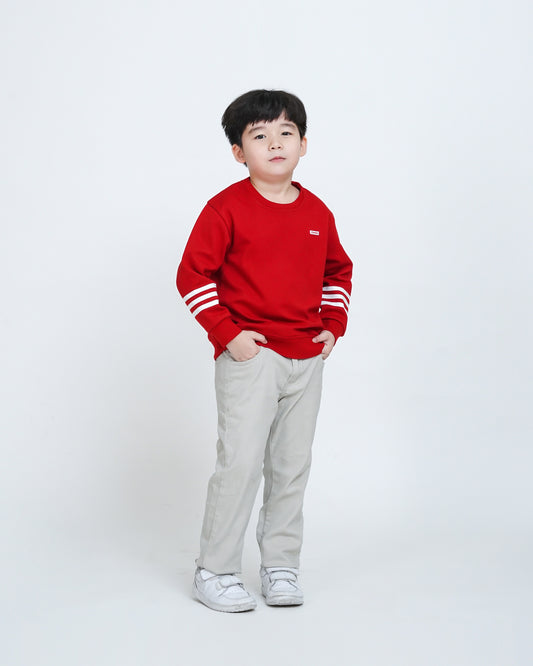 Osella Kids Stripe Sleeve Sweatshirt In Red