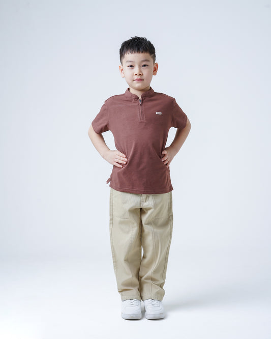 Osella Kids Maaz Henley Knit Top With Zipper Opening