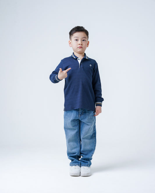 Osella Kids Scotty Long Stripe Sleeve Polo