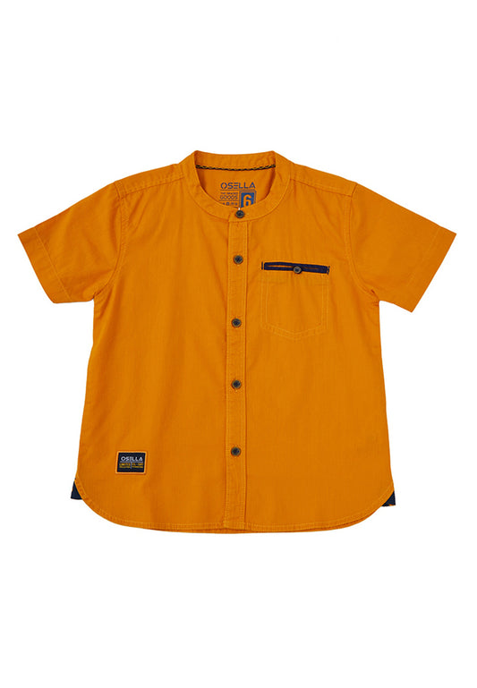 Osella Kids Boy Desert Solid Short Sleeve Shirt In Mustard