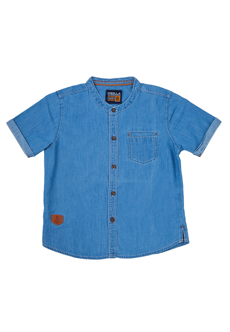 Osella Kids Boy Koko Regular Short Sleeve Shirt In Light Blue Wash