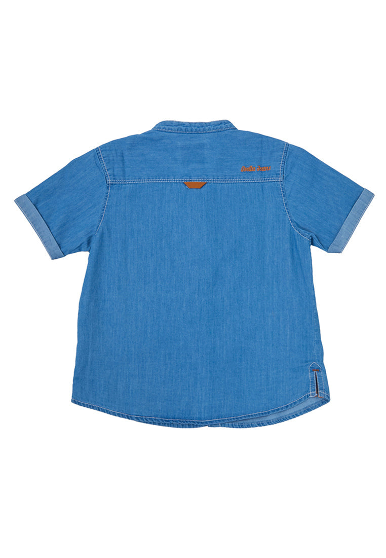 Osella Kids Boy Koko Regular Short Sleeve Shirt In Light Blue Wash