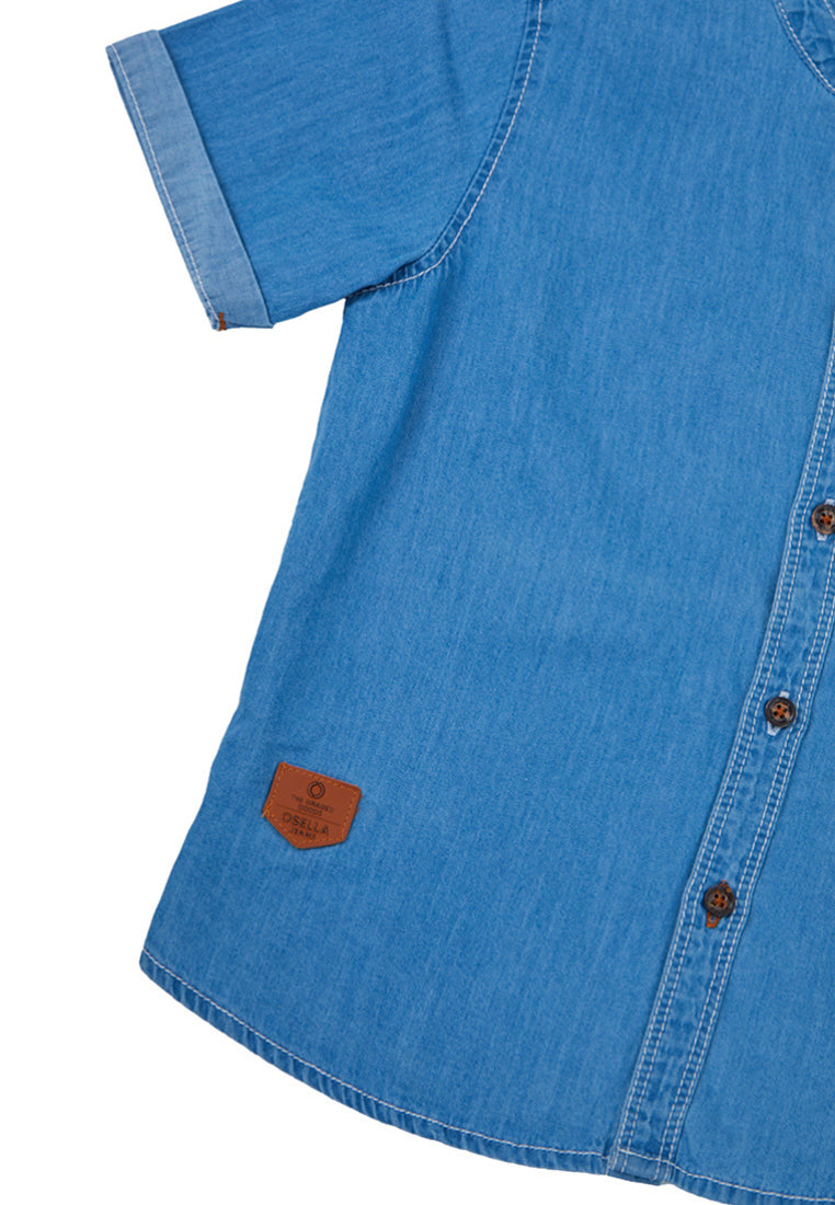 Osella Kids Boy Koko Regular Short Sleeve Shirt In Light Blue Wash