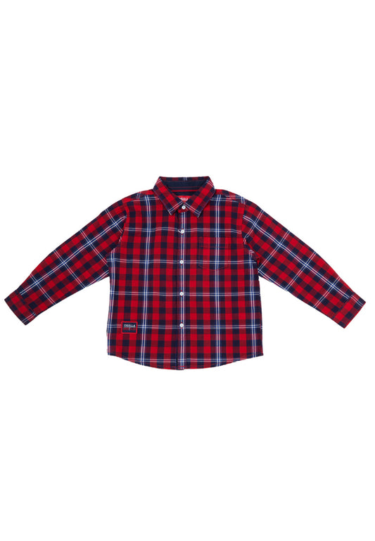 Osella Kids Boy Lunar Collection Checkered Regular Long Sleeve Shirt in Red