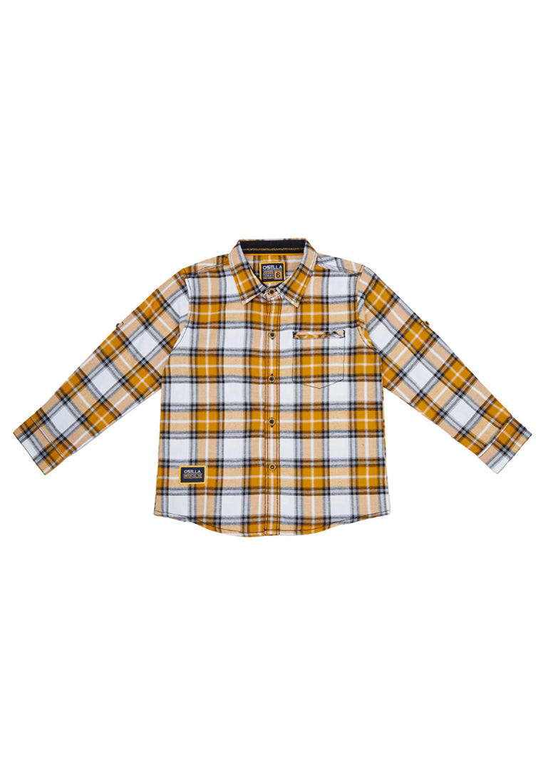 Osella Checkerd Regular Long Sleeve Shirt In White And Yellow