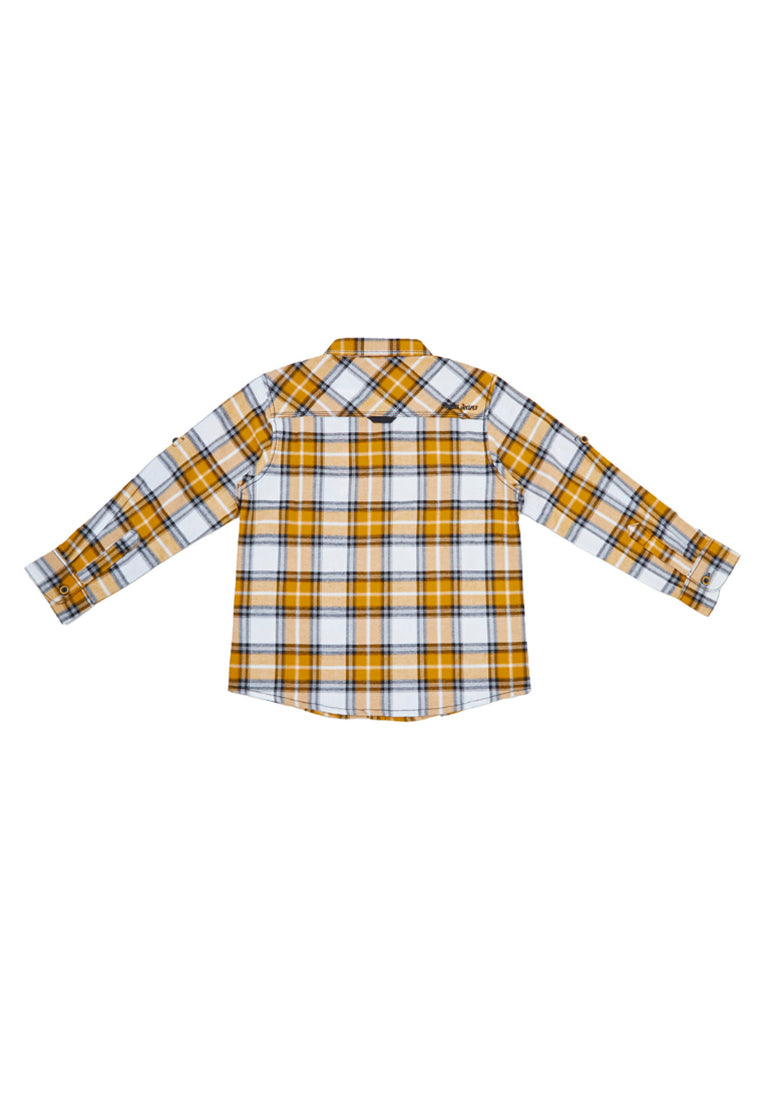 Osella Checkerd Regular Long Sleeve Shirt In White And Yellow