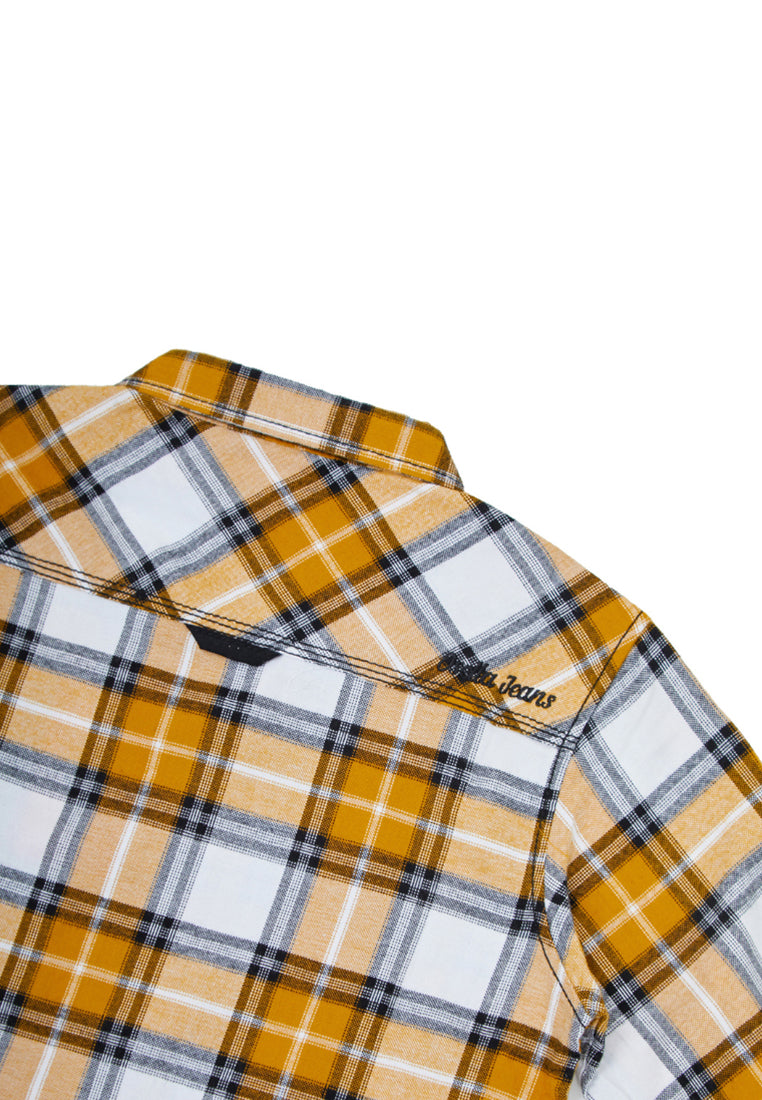 Osella Checkerd Regular Long Sleeve Shirt In White And Yellow