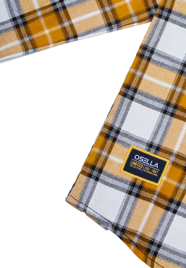 Osella Checkerd Regular Long Sleeve Shirt In White And Yellow