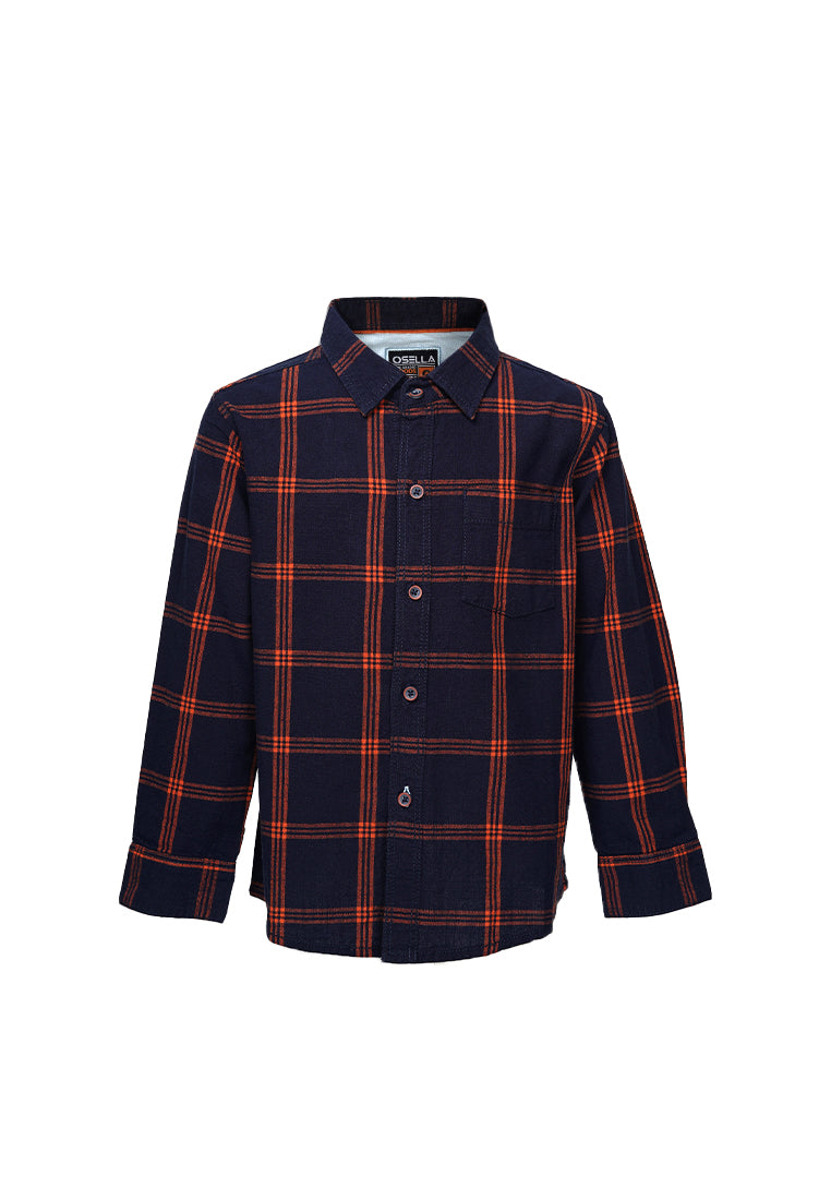 Osella Kids Boy Regular Long Sleeve Shirt Orange And Navy