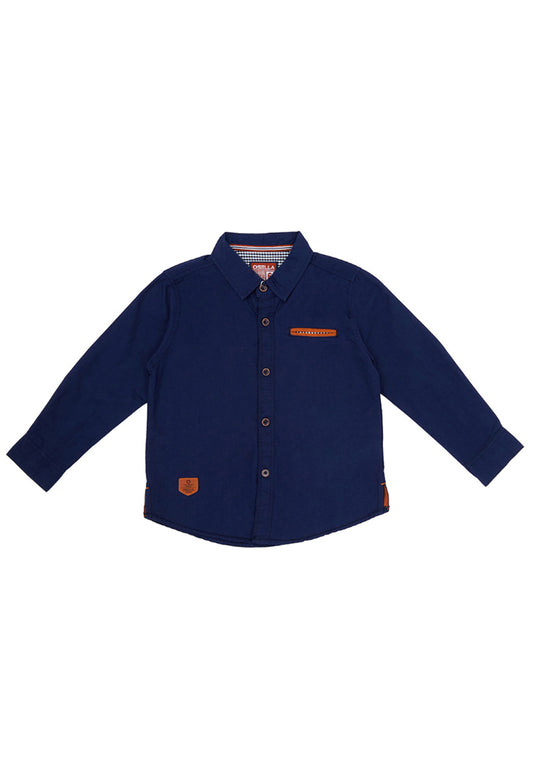 Osella Earth Collection Regular Long Sleeve Solid Shirt In Navy