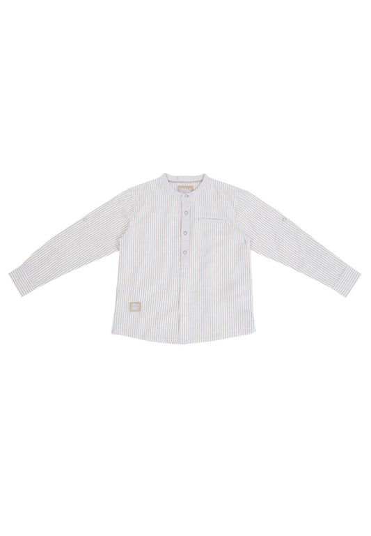 Osella Kids Long Sleeve Koko Shirt In Beige And White