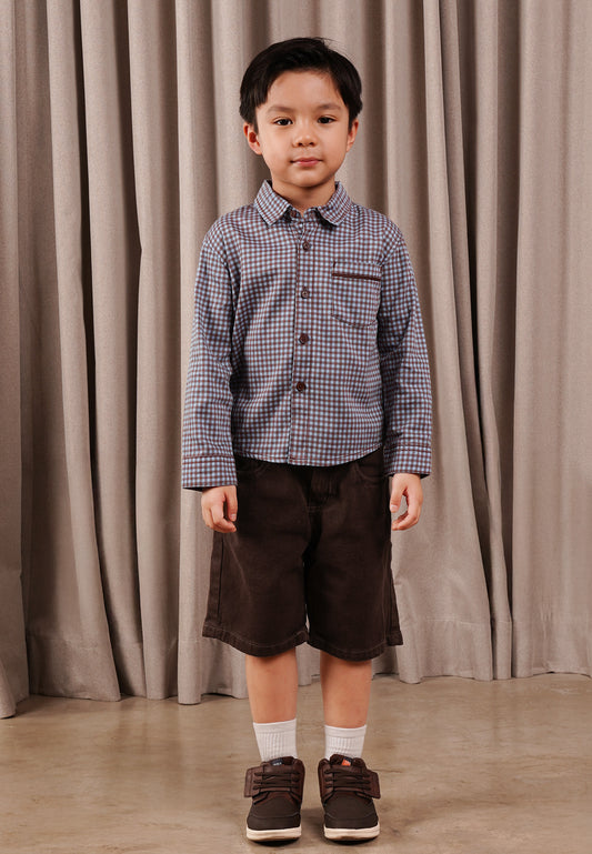 Osella Kids Melmac Checkered Shirt In Aqua