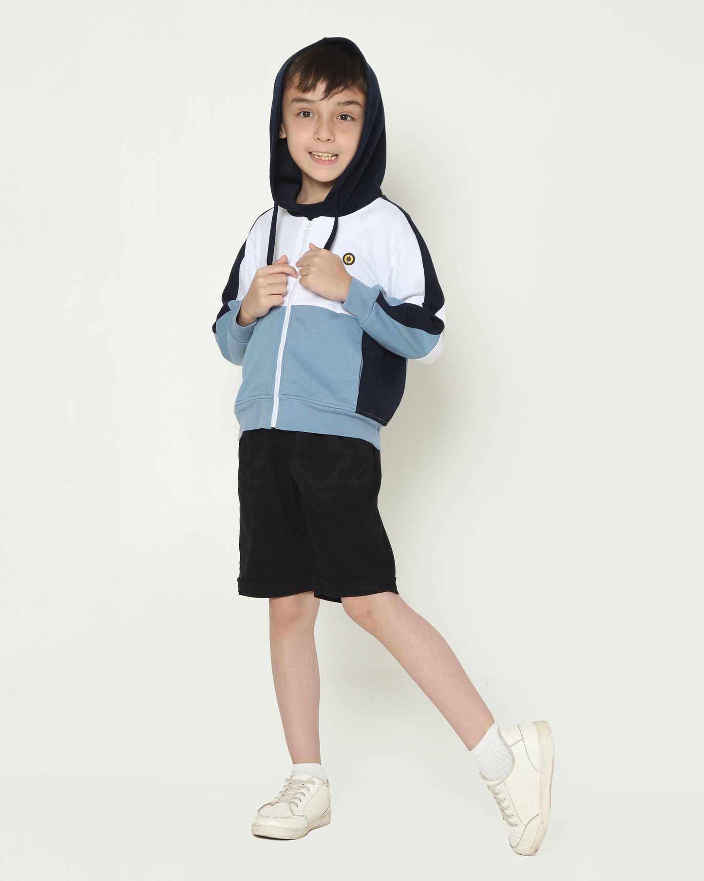 Osella Kids Multicolor Hoodie Jacket in Aqua Blue