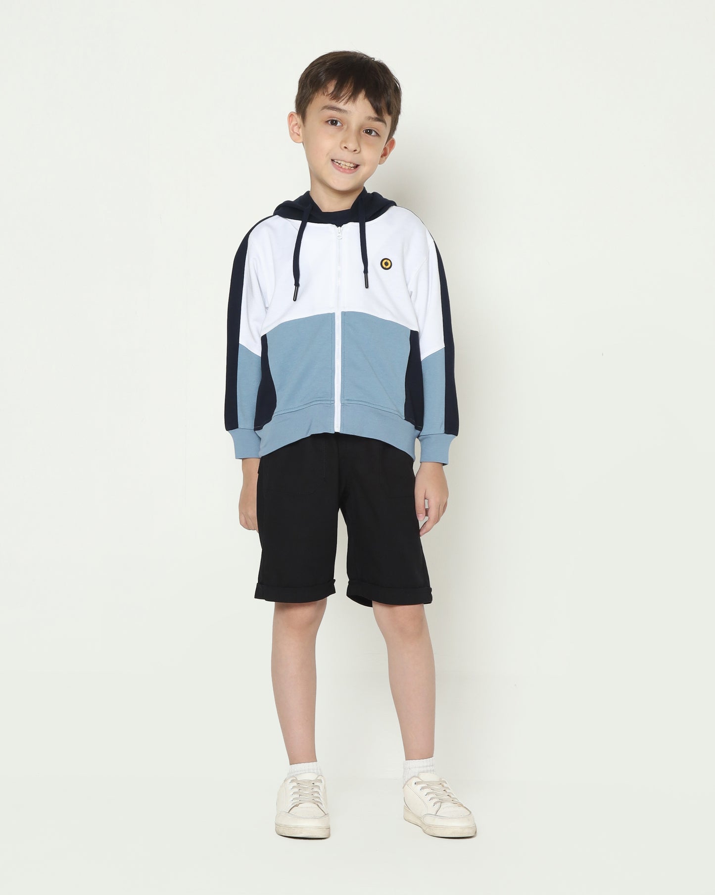 Osella Kids Multicolor Hoodie Jacket in Aqua Blue