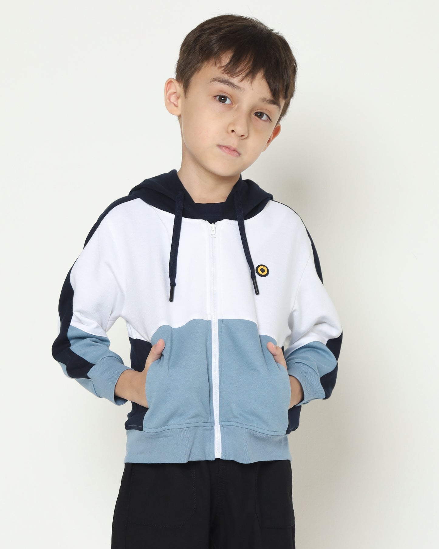 Osella Kids Multicolor Hoodie Jacket in Aqua Blue