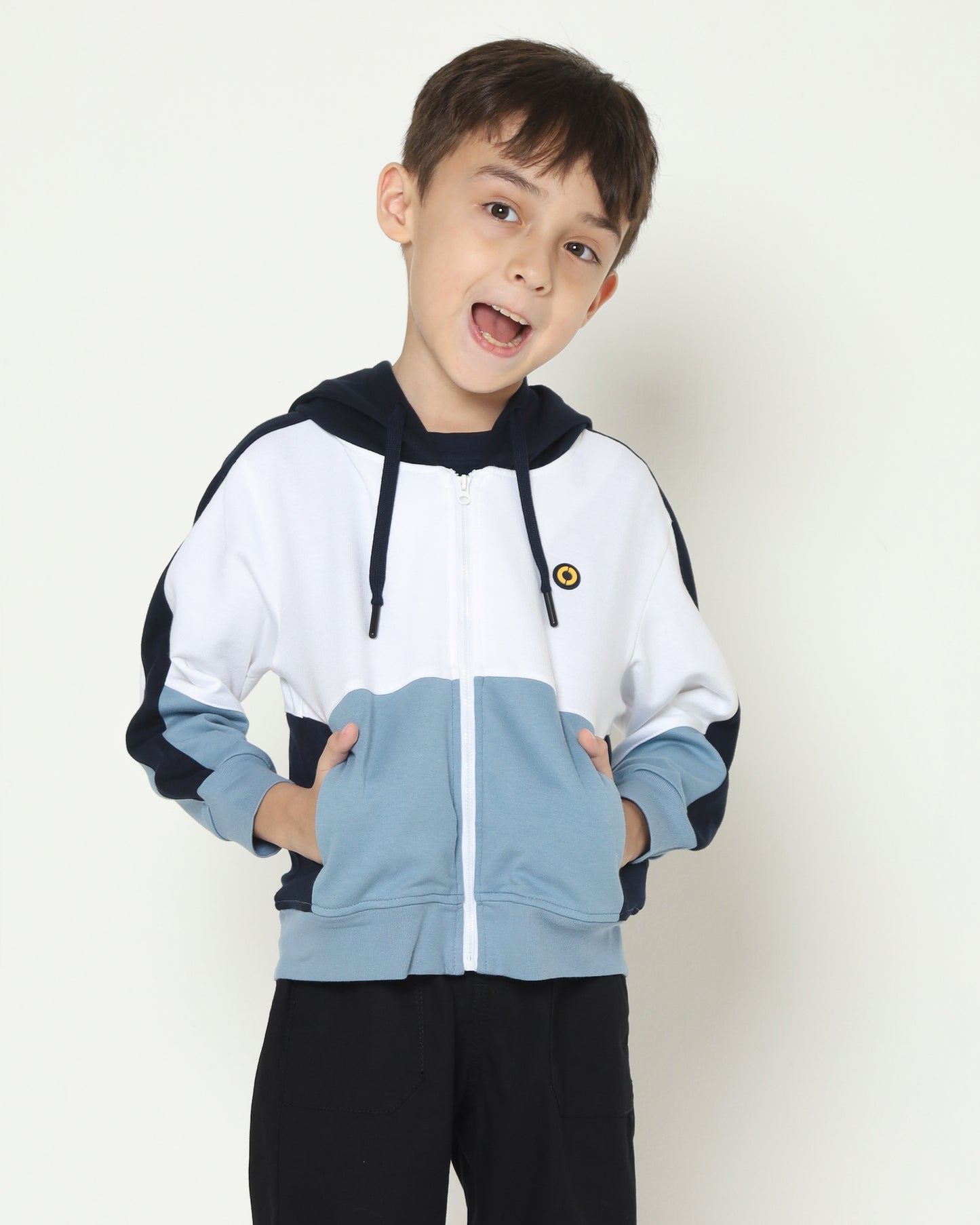 Osella Kids Multicolor Hoodie Jacket in Aqua Blue