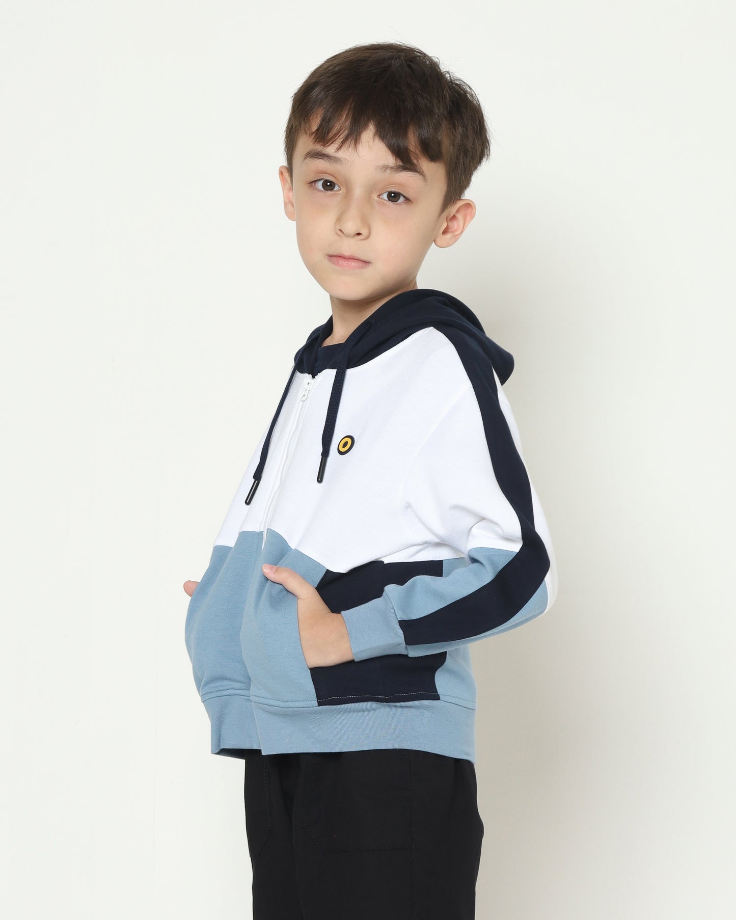 Osella Kids Multicolor Hoodie Jacket in Aqua Blue