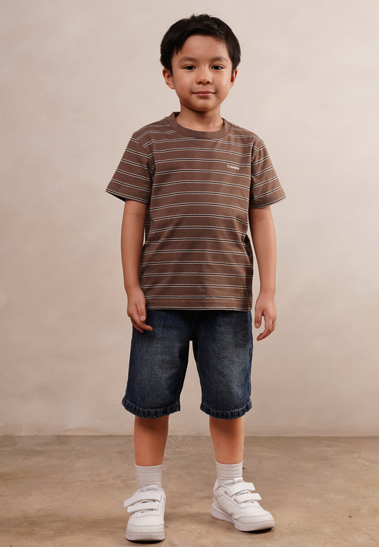 Osella Kids Grigon T-Shirt Stripe in Smoke Brown